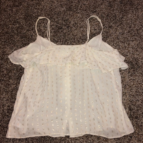 american eagle white ruffle button down tank top - Picture 2 of 3